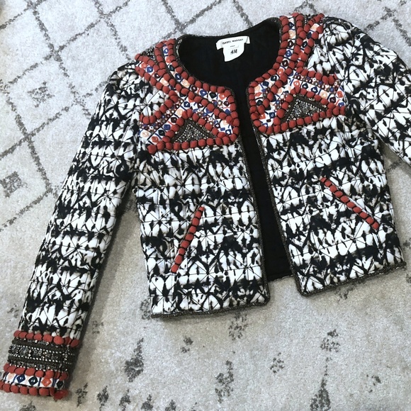 ISABEL MARANT X H&M Print Boho Beaded Jacket 4 - Picture 2 of 8